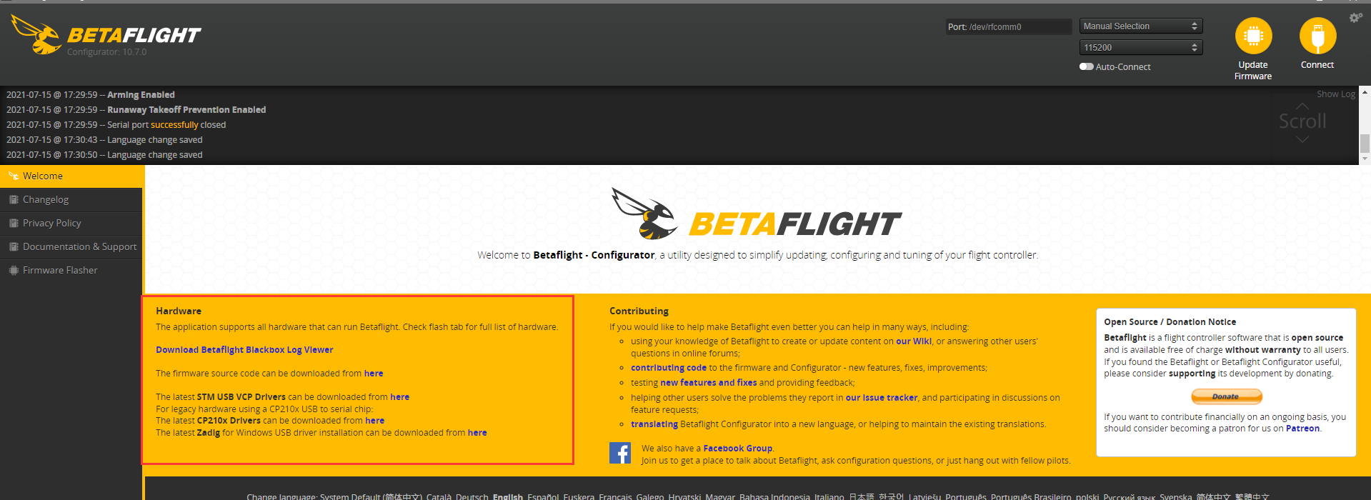 betaflight flight controller failed to open serial port