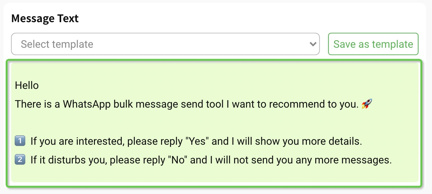 send customizable message on WhatsApp