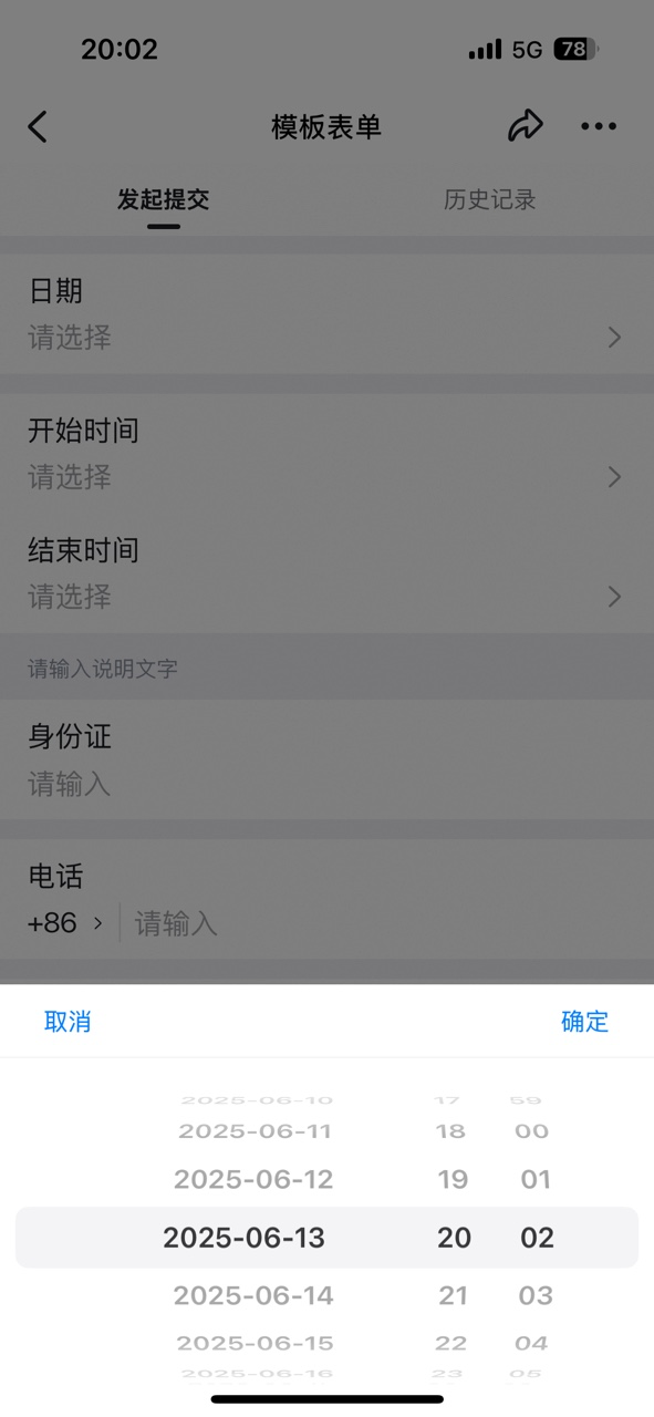 How the picked Date appears on a mobile form