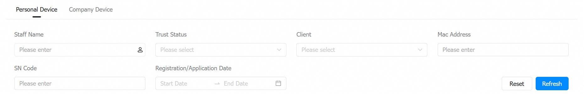 Search the device list