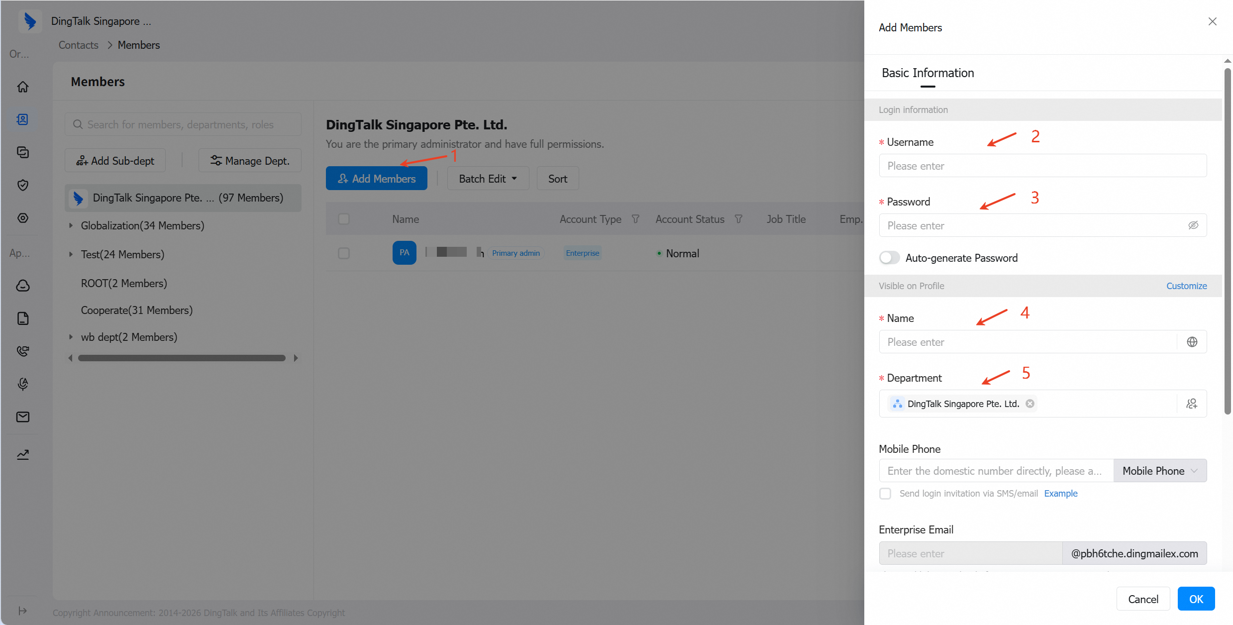 Add member accounts